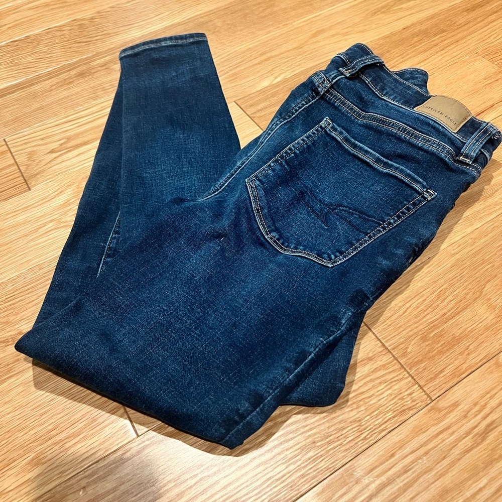 AE Dark Wash Super High Rise Jegging